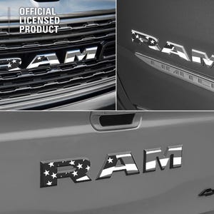 2019-2026 RAM 1500 Amerikaanse vlag sticker grille achterklep | VS | Sticker | Big Horn, Laramie, Limited, Longhorn, Rebel, Tradesman, TRX