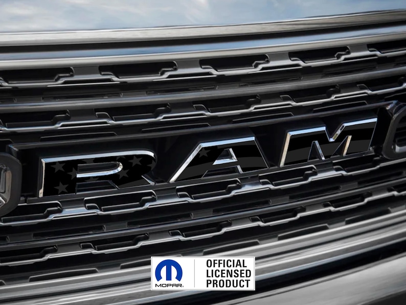 RAM 1500 American Flag Grille Decal - Gloss & Matte Black (2019-2024 ...