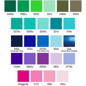 a color chart with different colors of paint