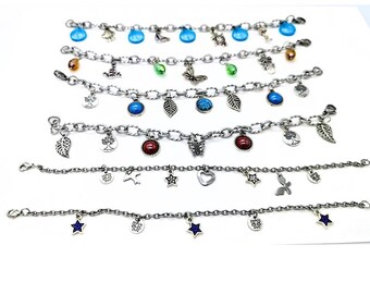 Pulseira de berloques de aço inoxidável