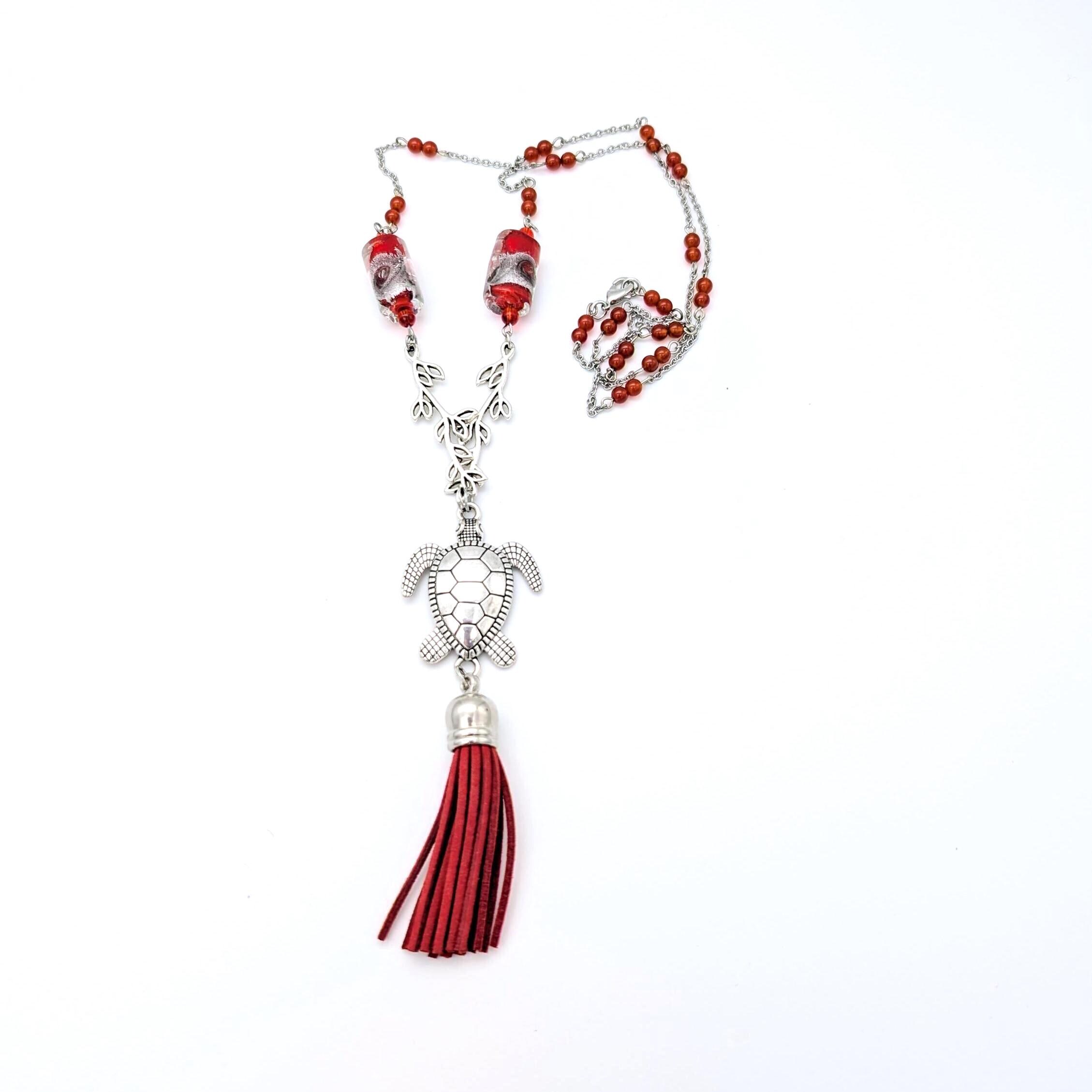 Collier Ras-de-cou Et Sautoir Perles Murano – Ton Miel – Crochet Artisanal