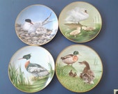 Vintage Set of 4 WaterBird Porcelain Plates Summer Collection 1980s