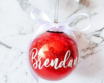 Glitter Christmas Ornament| Personalised Christmas Bauble | Xmas Decor | Personalised Ornament | Custom Name Bauble | Personalised Bauble