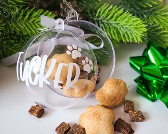 Personalised quality dog treats christmas bauble with snacks, xmas gift for pet dogs, christmas ornaments xmas baubles