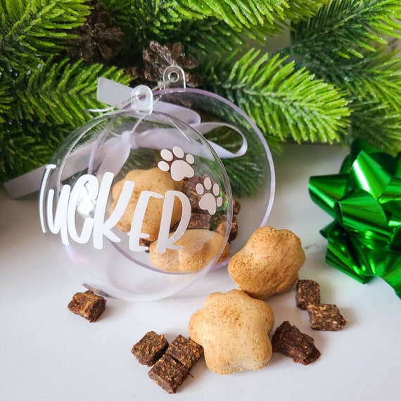 Personalised Quality Dog Treats Christmas Bauble With Snacks Xmas Gift for Pet Dogs Christmas Ornaments Xmas Baubles Etsy