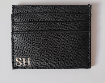 Personalised Initial Card Holder, Card Slot, Small Wallet, Card Wallet, Slim Wallet, Black, Tan, Pink Wallet