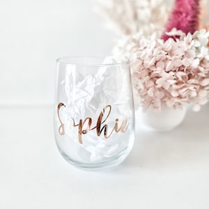 Personalised Stemless Glass | Custom Wine Tumbler | Birthday Customised Glasses | Personalised Bridesmaid gifts