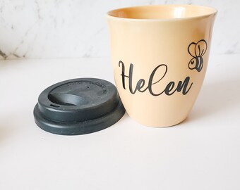 Personalised Honey Pot Reusable Travel Mug with Bee