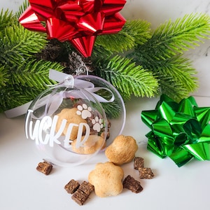Personalised Quality Dog Treats In A Christmas Bauble With Snacks | Xmas Gift For Pets | Christmas Ornaments | Xmas Baubles For Pets