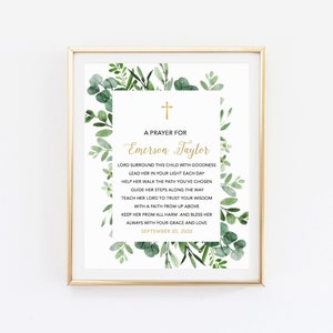 Baptism Sign, Greenery Baptism Decorations, Custom Baptism Printable Sign, Baptism Decor, Christening Sign