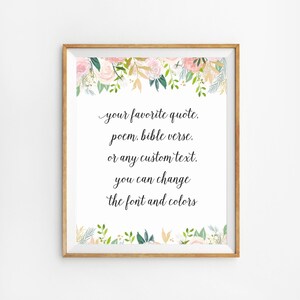 Custom Quote Wall Art, Personalized Quotes Printable, Custom Verse Print, Custom Scripture, Custom Poem Sign, Custom Text Quote Poster