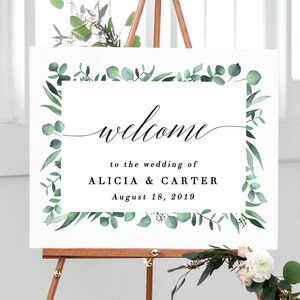 Welcome Wedding Party Decor, Wedding Decorations Sign Greenery Welcome Sign Party, Wedding Welcome  Sign Printable