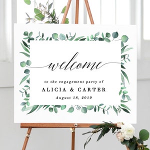 Welcome Engagement Decorations Signs, Greenery Engagement Party Decorations, Engagement Printable, Welcome to Our Engagement Party Signs