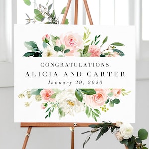 Letrero de felicitaciones de boda, letreros de felicitaciones de compromiso, decoraciones para fiestas de felicitaciones, pancarta de felicitaciones de boda
