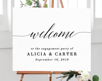 Engagement Sign, Engagement Party Decorations, Engagement Announcement Sign, Welcome Engagement Banner Custom Engagement Decorations