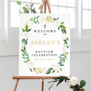 Welcome Baptism Decorations Sign, Christening Sign, Custom Baptism Sign, Floral Baptism Printable Communion Sign Boy Or Girl