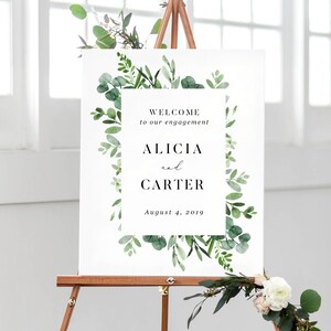 Engagement Welcome Sign, Greenery Engagement Party Decorations, Welcome Engagement Sign, Engagement Party Sign