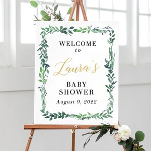 Cartello per baby shower in verde, decorazioni per feste per il baby shower, decorazioni personalizzate per il baby shower, poster per il baby shower