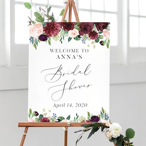 Bridal Shower Printables, Floral Bridal Shower Decorations Sign, Welcome Bridal Shower Sign Printable, Welcome Sign Bridal Shower Party