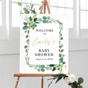 Bambino doccia festa Decor, segno di benvenuto Bambino Doccia Decorazioni Verde, Personalizzato Bambino Doccia Segno di benvenuto