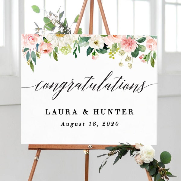Congratulations Wedding Signs, Congratulations Party Decorations, Congratulations Engagement, Congratulations Banner Sign Wedding Floral