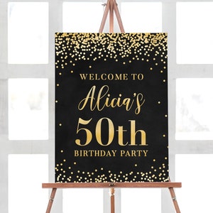 Birthday Party Sign Printable, 50th Birthday Party Decorations, Birthday Welcome Sign Custom Party Birthday Decorations