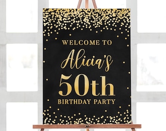 Birthday Party Sign Printable, 50th Birthday Party Decorations, Birthday Welcome Sign Custom Party Birthday Decorations