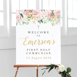 Communion Decorations Sign, Welcome Communion Banner, Communion Sign, First Communion GIRL, Baptism Sign, Communion Girl,