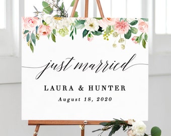 Wedding Shower Decorations, Just Married Party, Wedding Decorations Sign, Custom Wedding Sign Floral Wedding Sign Rustic Wedding Sign Print