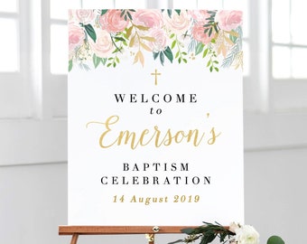 Signe de baptême de bienvenue, Décoration de baptême fille, Signe de bienvenue de baptême, Annonce de baptême, Affiche de baptême, Signe de baptême de bienvenue
