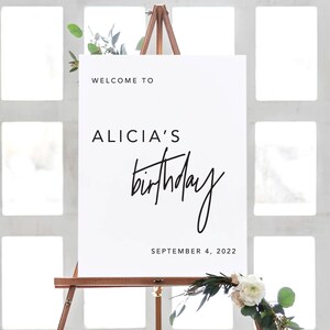 Welcome Birthday Sign Printable, Minimalist Birthday Party Decorations, Minimalist Welcome Birthday Decorations Sign