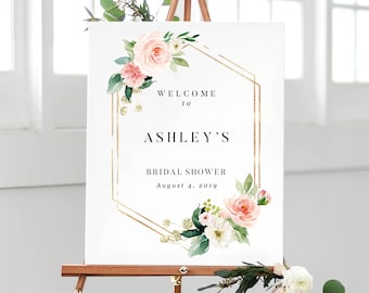 Bridal Shower Party Decorations, Bridal Shower Poster, Floral Bridal Shower Sign Printable,  Welcome Bridal Shower Banner