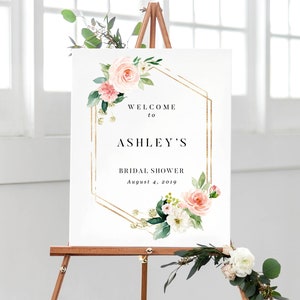 Bridal Shower Party Decorations, Bridal Shower Poster, Floral Bridal Shower Sign Printable,  Welcome Bridal Shower Banner
