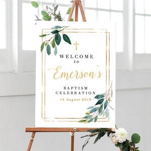 Baptism Decorations Sign, Welcome Sign Christening Decorations, Custom Baptism Printable Baby Baptism Party Decor, First Communion Sign