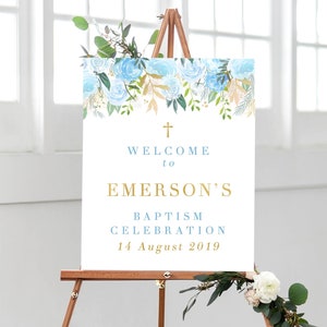 Tauffeier Dekoration, Taufe Willkommen Schild Dekor, Florale Taufe Druckbares Schild, Taufparty Dekoration