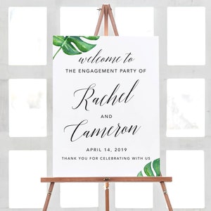 Welcome Engagement Sign, Engagement Party Decorations, Engagement Announcement Sign, Engagement Welcome Sign, Tropical Engagement Party Sign