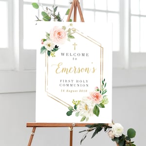 First Communion Decorations, Welcome First Communion Party Sign, First Holy Communion Printable Holy Communion Poster, First Communion Decor