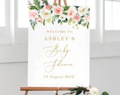 Welcome Baby Shower Party Decorations,  Floral Baby Shower Welcome Sign, Baby Shower Sign, Baby Shower Decorations, Baby Shower Party Sign
