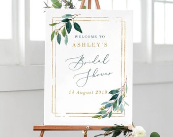 Welcome Bridal Shower Decorations Sign, Wedding Shower Party, Welcome Sign Bridal Shower Welcome Bridal Shower Greenery Decorations