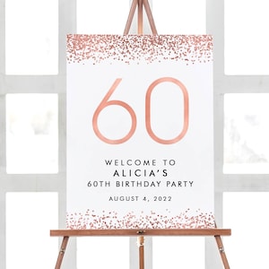 Rose Gold Party Poster, DIY Birthday Welcome Sign, Party Decorations Birthday Poster