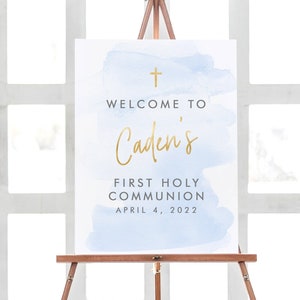 Christening Decorations, Watercolor Welcome Christening Sign, Christening Party