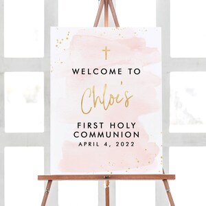 Communion Party Decorations, First Communion Printable, Holy Communion Sign First Communion Boy or Girl, Watercolor Communion Decorations