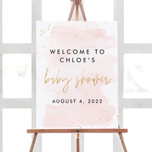 Segno di benvenuto Baby Shower Poster, Baby Shower Girl Decorazioni Acquerello Baby Shower Party Decor