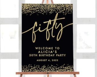 50 Birthday Decoration, Fifty Party Decor, Confetti Party, Welcome to Birthday Party Sign, 50th Party Decor