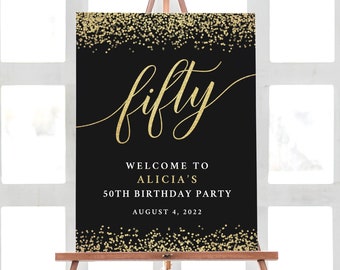 50th Birthday Welcome Sign, Years Anniversary, 50th Birthday Party Decorations, Fifty Birthday Decorations