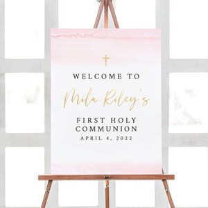 Holy Communion Sign, Watercolor Communion Party, Holy Communion Decorations, Rustic Communion Decor Printable