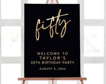 Welcome Birthday Sign, 50th Birthday Party Decorations, Welcome Birthday Party Sign, Birthday Welcome Sign, Gold Birthday Decorations