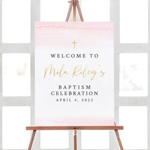 Baptism Decorations, Rustic Baptism Decor, Welcome Baptism Watercolor Sign, Baptism Welcome Sign, Baptism Party Decorations