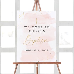 Baptism Decorations Printable, Custom Baptism Sign, Personalized Baptism Printable, Watercolor Welcome Baptism Party