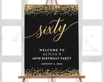 Sixty Birthday Decorations, 60th Birthday Party Sign, Birthday Welcome Sign, 60 Birthday Party Decorations Printable